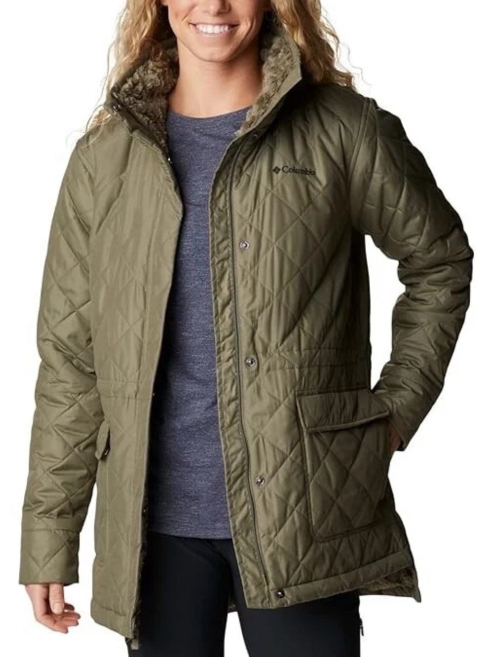 Columbia Women's Copper Crest Novelty Quilted Puffer Coat - Stone Green XXL - Picture 1 of 6